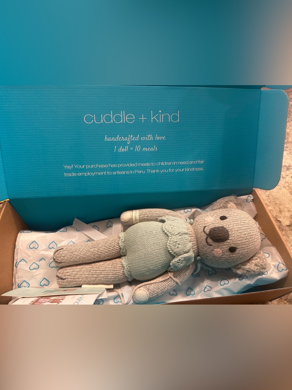 Cuddle +Kind. Mint Knit Koala Doll - Handcrafted Plush Toy for Kids. $84. NWT